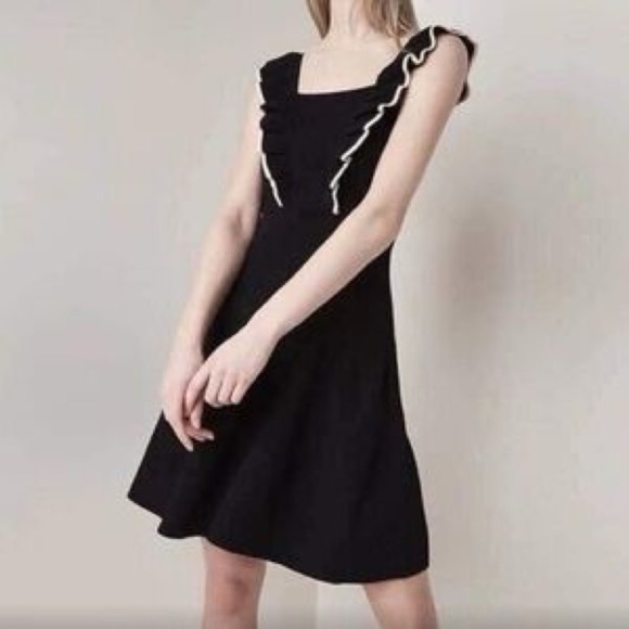 Sandro Paris Black and Cream Knit Dress, 38 - Picture 1 of 16